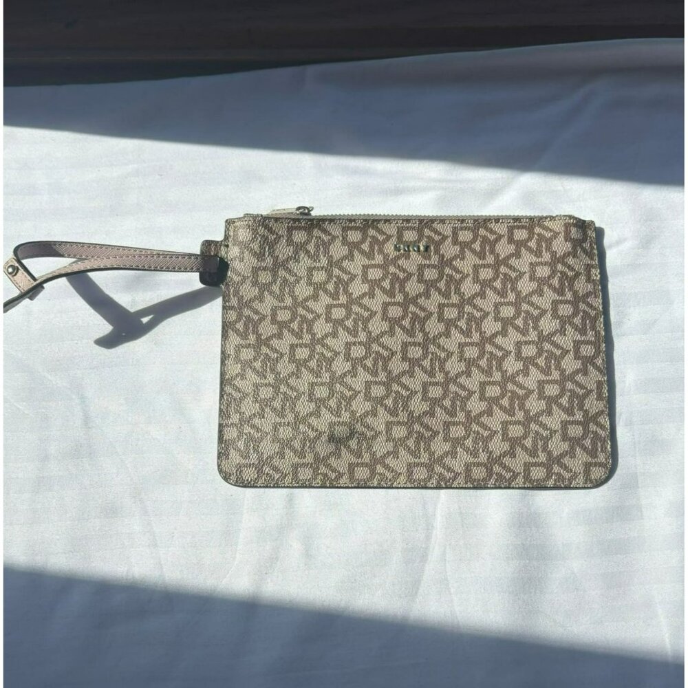 DKNY Logo Pattern Wristlet